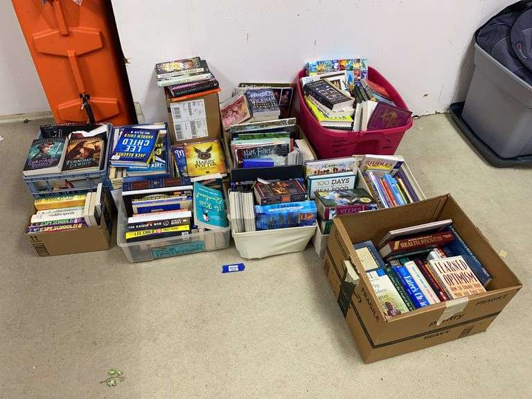 Large lot of various books including Harry Potter