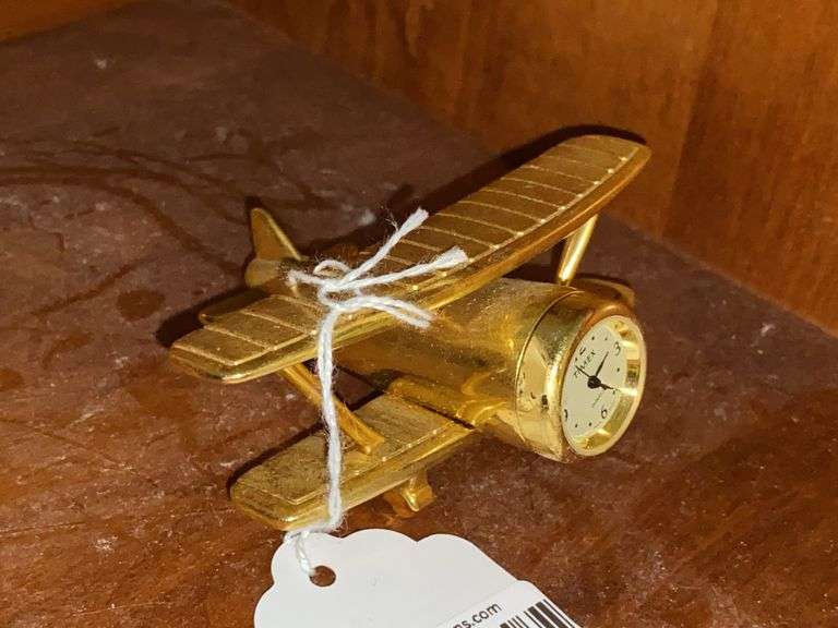 Timex figural biplane miniature clock