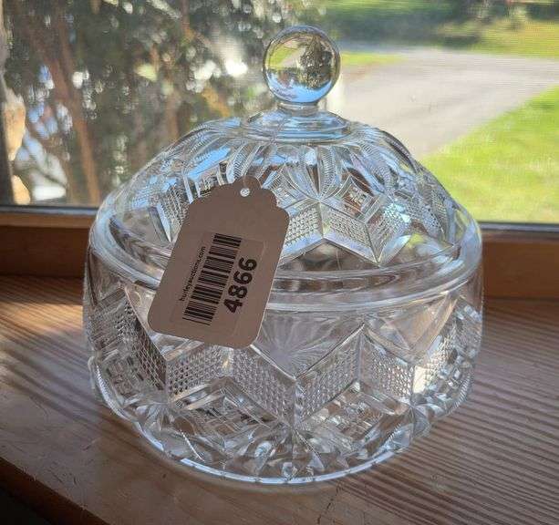 Pressed glass covered jar