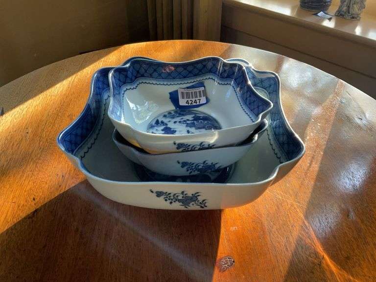 Three Historic Charleston Reproduction square Canton china bowls