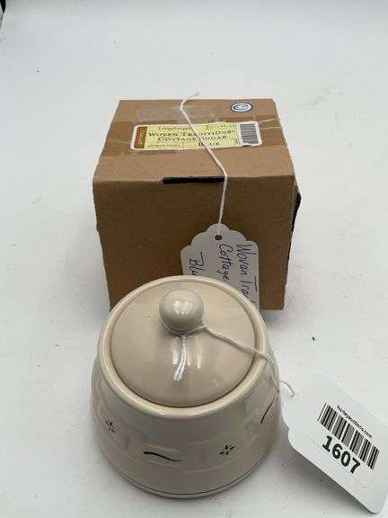 Longaberger pottery woven traditions sugar blue trim