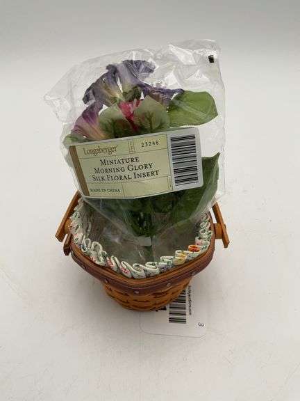 2005 minature morning glory basket liner, protector and tie on with box