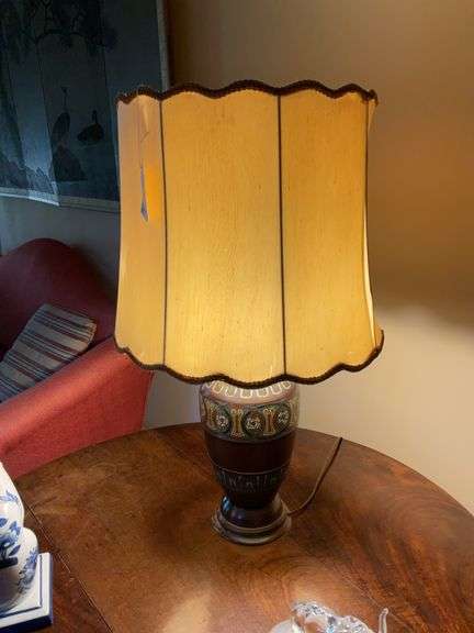 Chinese cloisonne vase mounted as table lamp, w/ shade