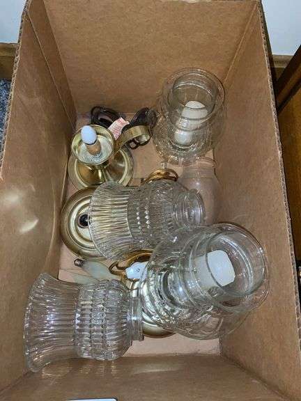 Electric and candle lamps w/ glass shades