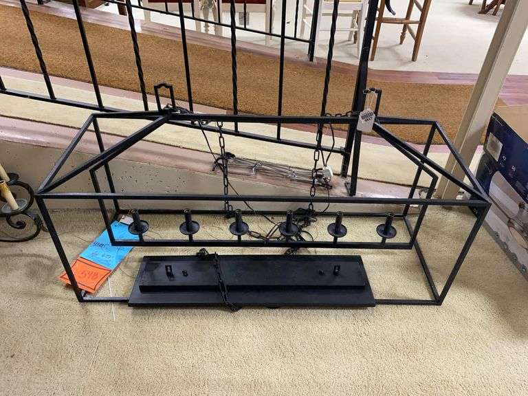 Wrought metal hanging light fixture, black finish