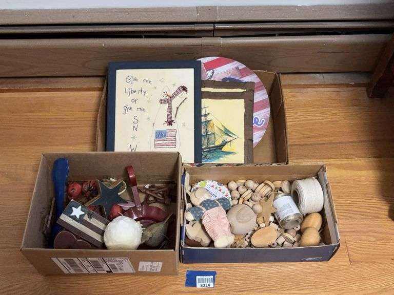 Patriotic decor items, and wooden craft parts