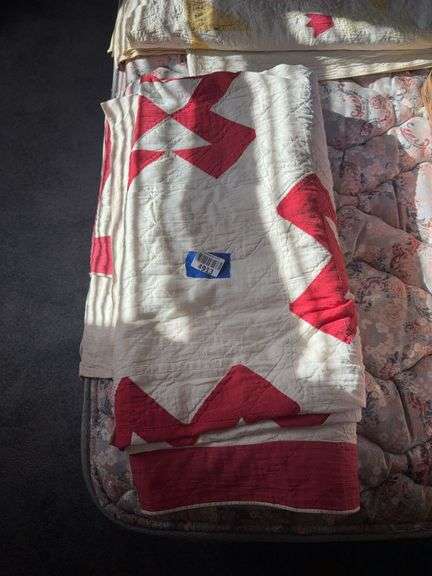 Red/white patchwork quilt