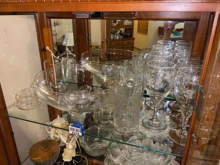 Contents of shelf: Princess House glassware, stemware