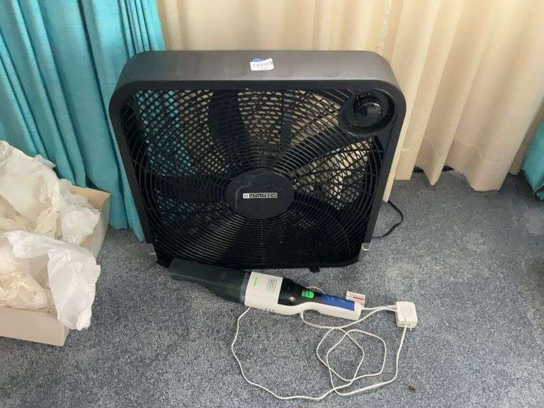 Box fan, Black & Decker hand vac