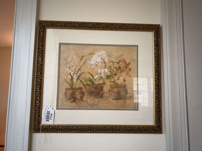 Two Cheri Blum floral prints, framed 16x18 1 in living room other in bedroom