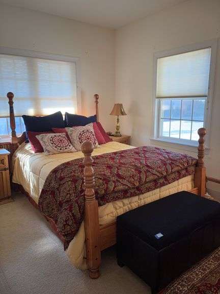 Cannonball post bed/frame w/ mattress set and bed  linens 61x87