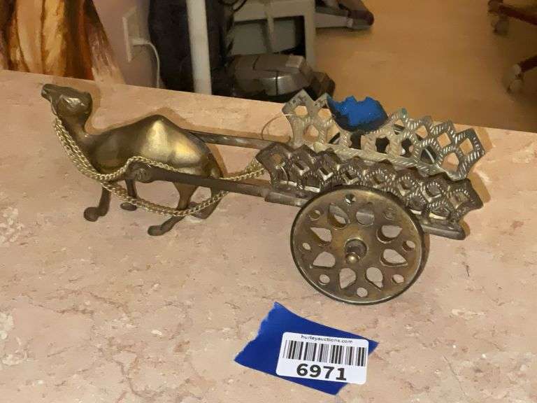 Brass camel pulling cart