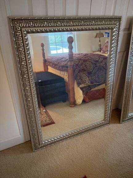 Beveled mirror in silver finish frame 36x46