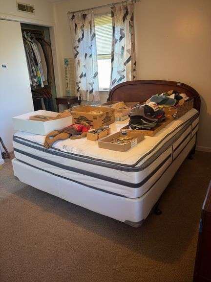 Arched headboard w/ metal bed frame and Beautyrest mattress set - no other contents 58x84 - MUST COME DURING LAST 2 HOURS OF PICKUP FOR THIS ITEM