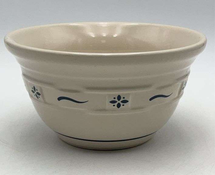 Longaberger Pottery medium mixing bowl, blue trim