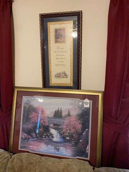 Joe Sambataro bridge print, and Bible quotation, framed 30.5x24.5, 13x25, 9.5x11.5