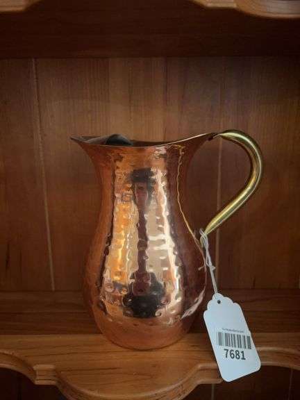 Copper pitcher w/ brass handle, Made in India
