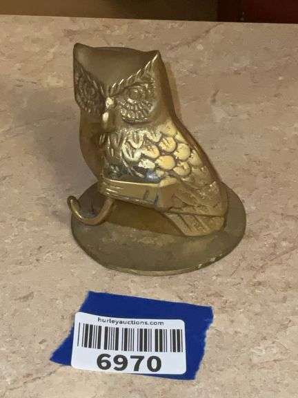 Brass owl paperweight