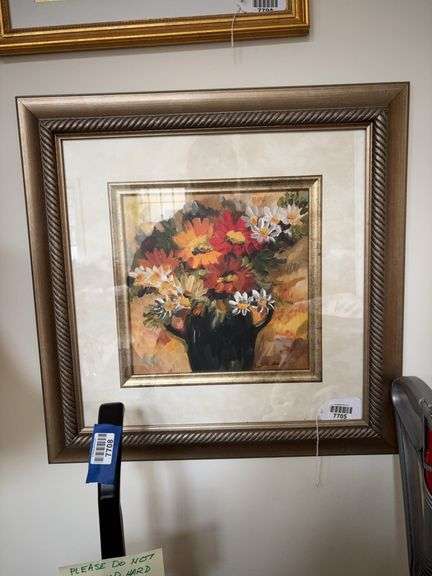 Joy Alldredge print, Daisy Dynamic I, framed 22.5x22.5