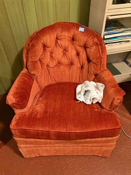 Orange velvet occasional chair
