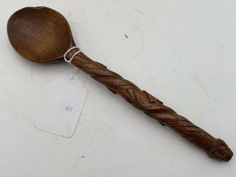 FRANK FEATHER carved wooden spoon “1931 FOR N.M.S PEACE”