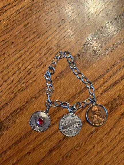 Sterling charm bracelet w/ 1961 Lincoln cent charm