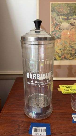 Barbicide glass comb jar