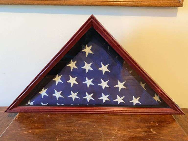 US flag in triangular case