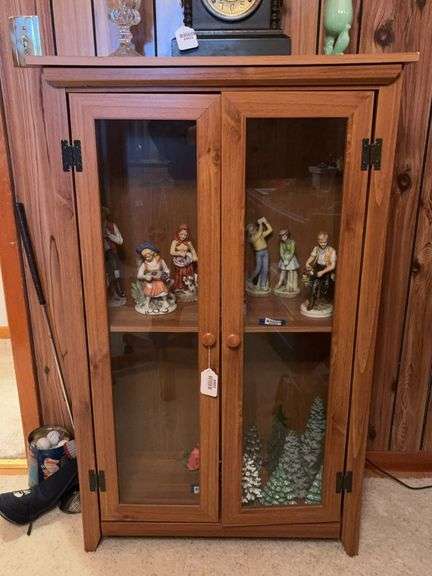 Glazed door display cabinet w/ H hinges - no contents 29.5x13x48 - MUST COME DURING LAST 2 HOURS OF PICKUP FOR THIS ITEM