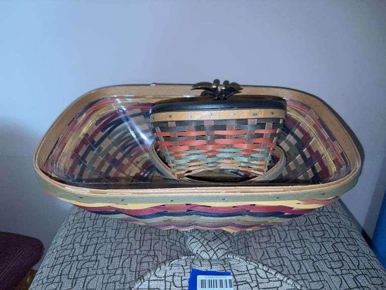 Three Longaberger rainbow baskets