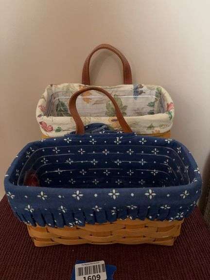 Two Longaberger baskets w/ fabric liners