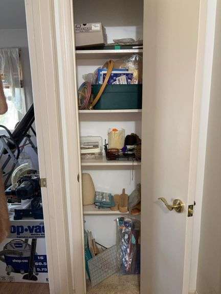 Contents of closet: needlework and craft supplies