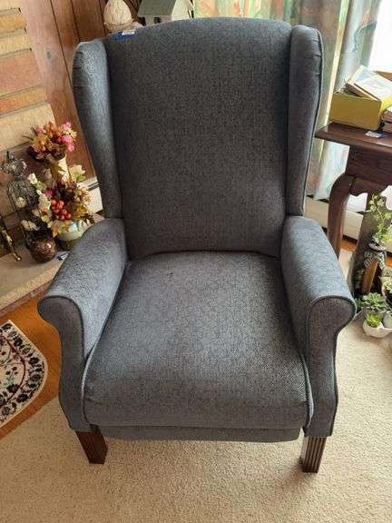 Gray wing arm chair