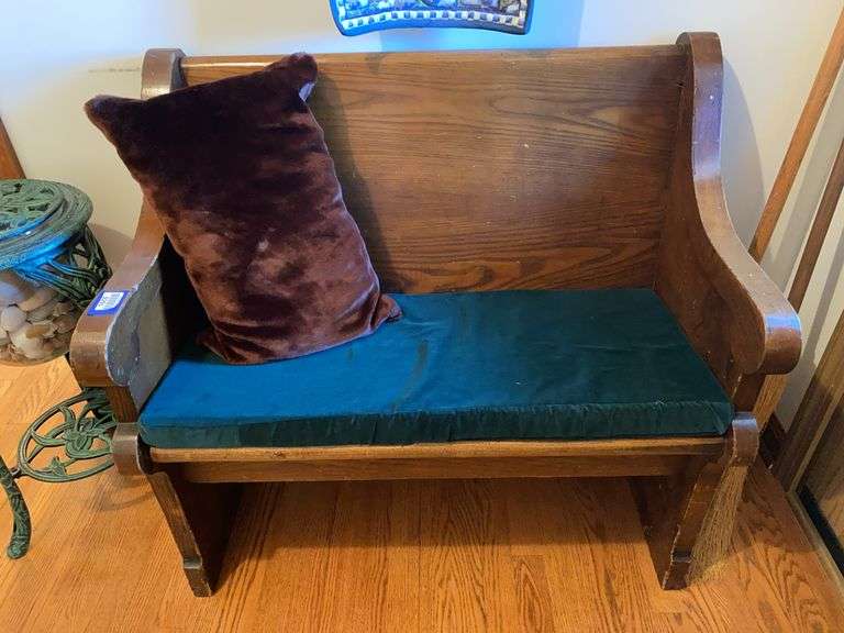 Child size church pew w/ cushions 35x20x33