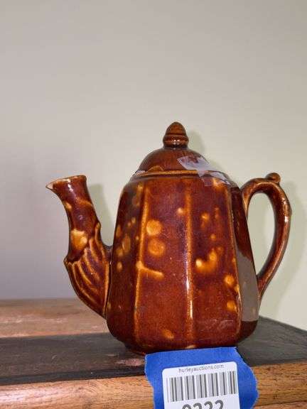 Rockingham glazed pottery teapot