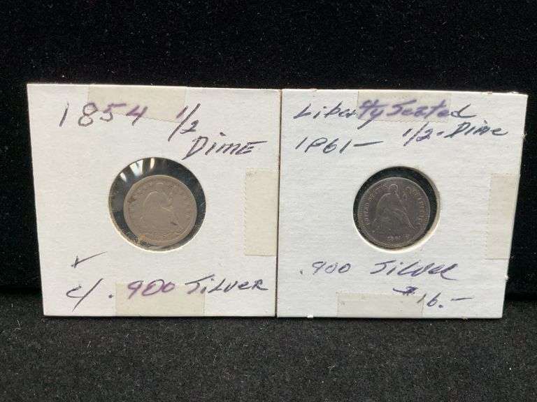 Two US Silver Half Dimes - 1854 and 1861