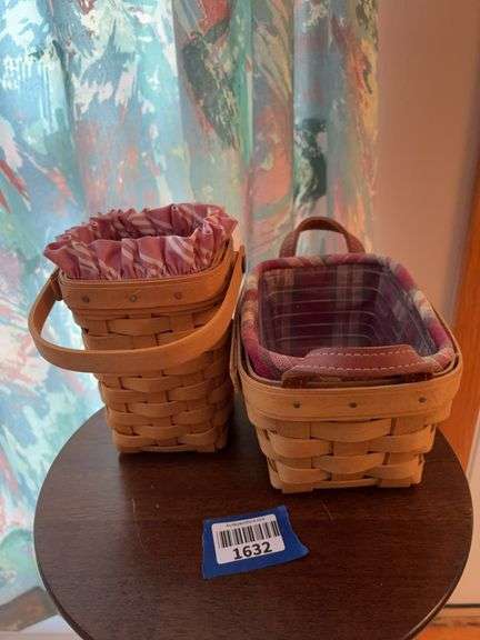 Two Longaberger baskets w/ fabric liners
