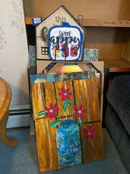 Paintings and wall plaque