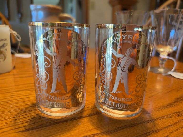 Two 1897 Detroit Shriner convention souvenir glasses - by the pc take two