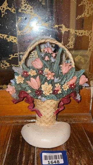 Cast iron flower basket doorstop