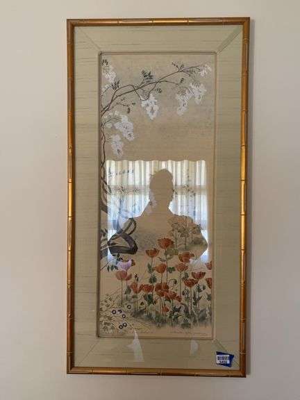 Framed water color after Japanese print ‘85 by Anne Gobin