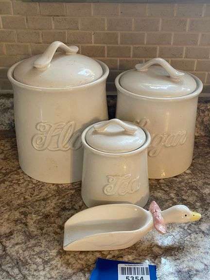 Ceramic canister set w/ goose scoop