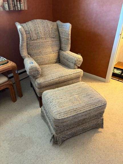 Wingback chair & matching ottoman