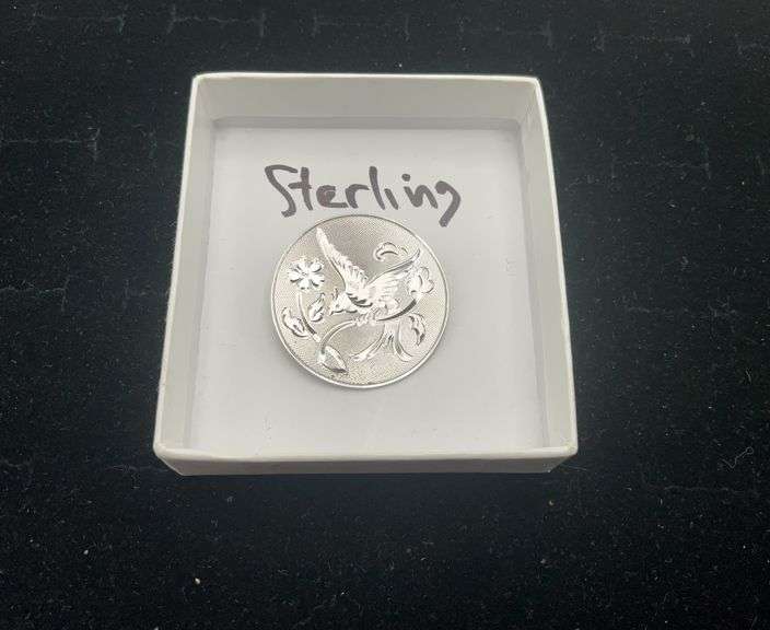 Sterling pin w/ engraved bird