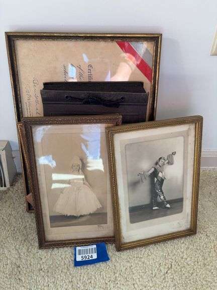 Photographs of children in costumes, photo album, school certificate