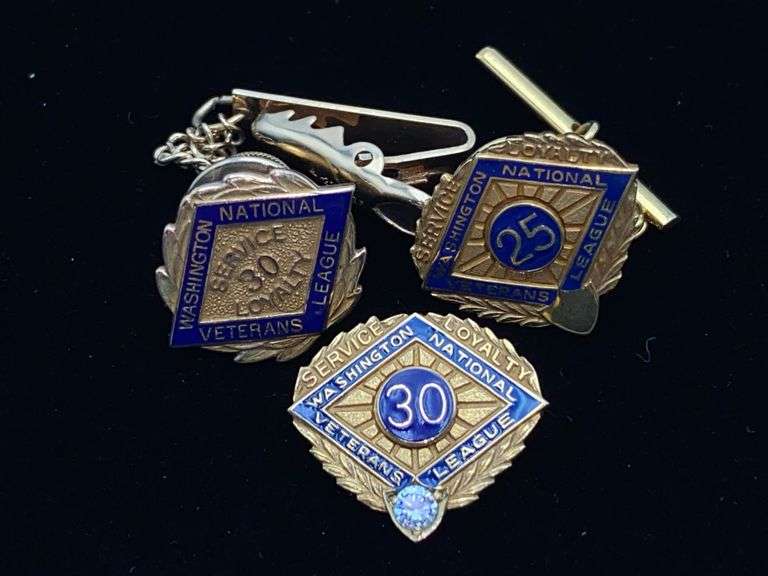 10K gold Washington National Veterans League service pins