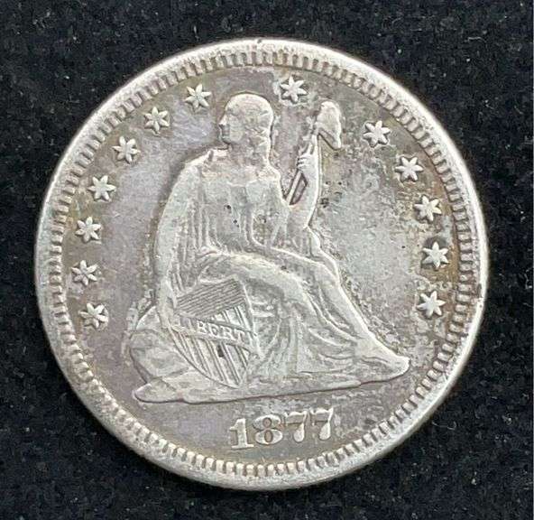 US Silver Seated Quarter - 1877