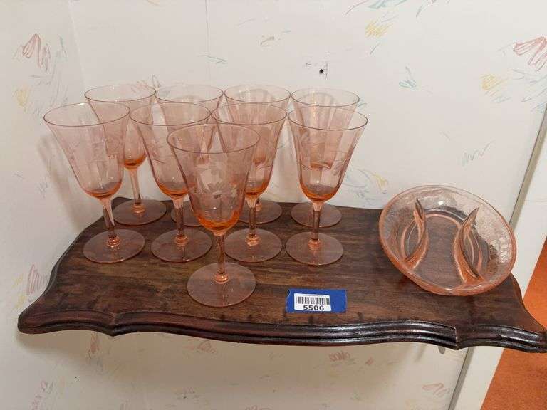 Pink Depression - Stemware & Condiment Dish