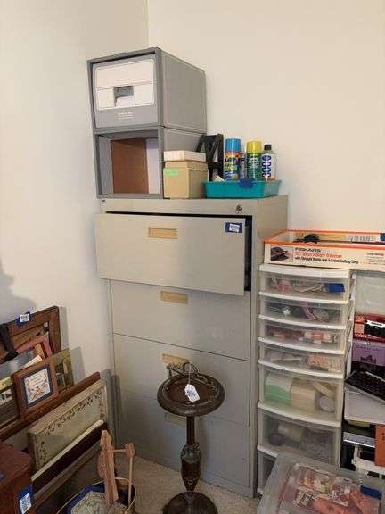 4-drawer lateral file cabinet and contents on top 30x18x52