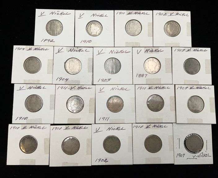 Lot of 19 US Liberty V Nickels 1887 - 1911
